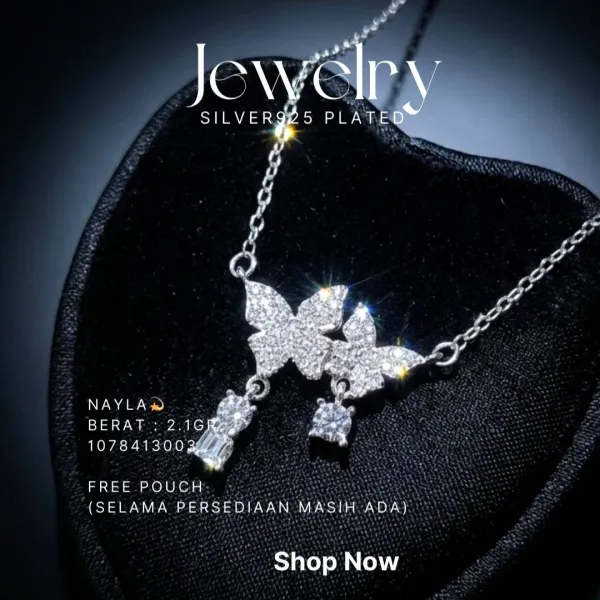 Kalung perak 925 model Nayla dengan liontin kupu-kupu zirkonia