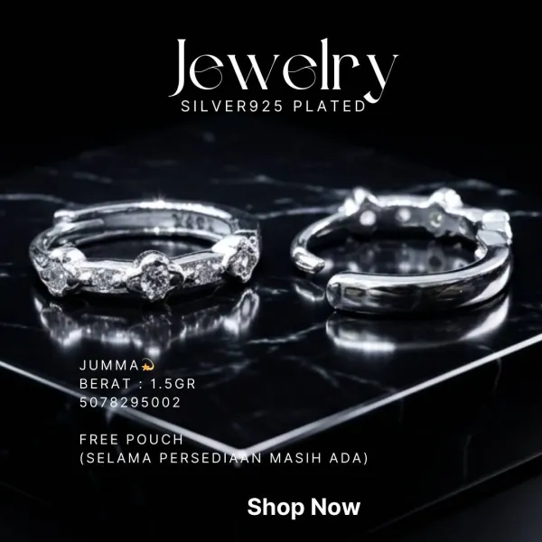 Anting perak 925 model Jumma model huggie dengan zirkonia