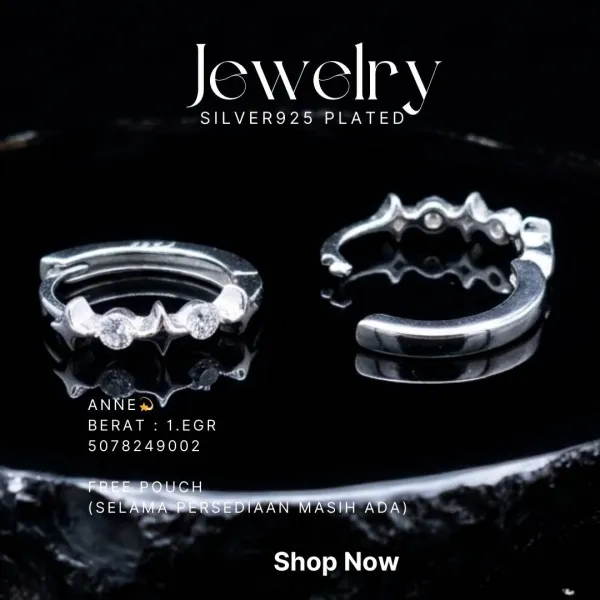 Anting perak 925 model Anne model huggie dengan zirkonia