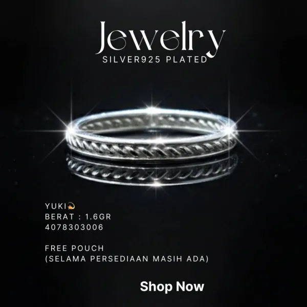 Cincin perak 925 model Yuki dengan motif anyaman tali