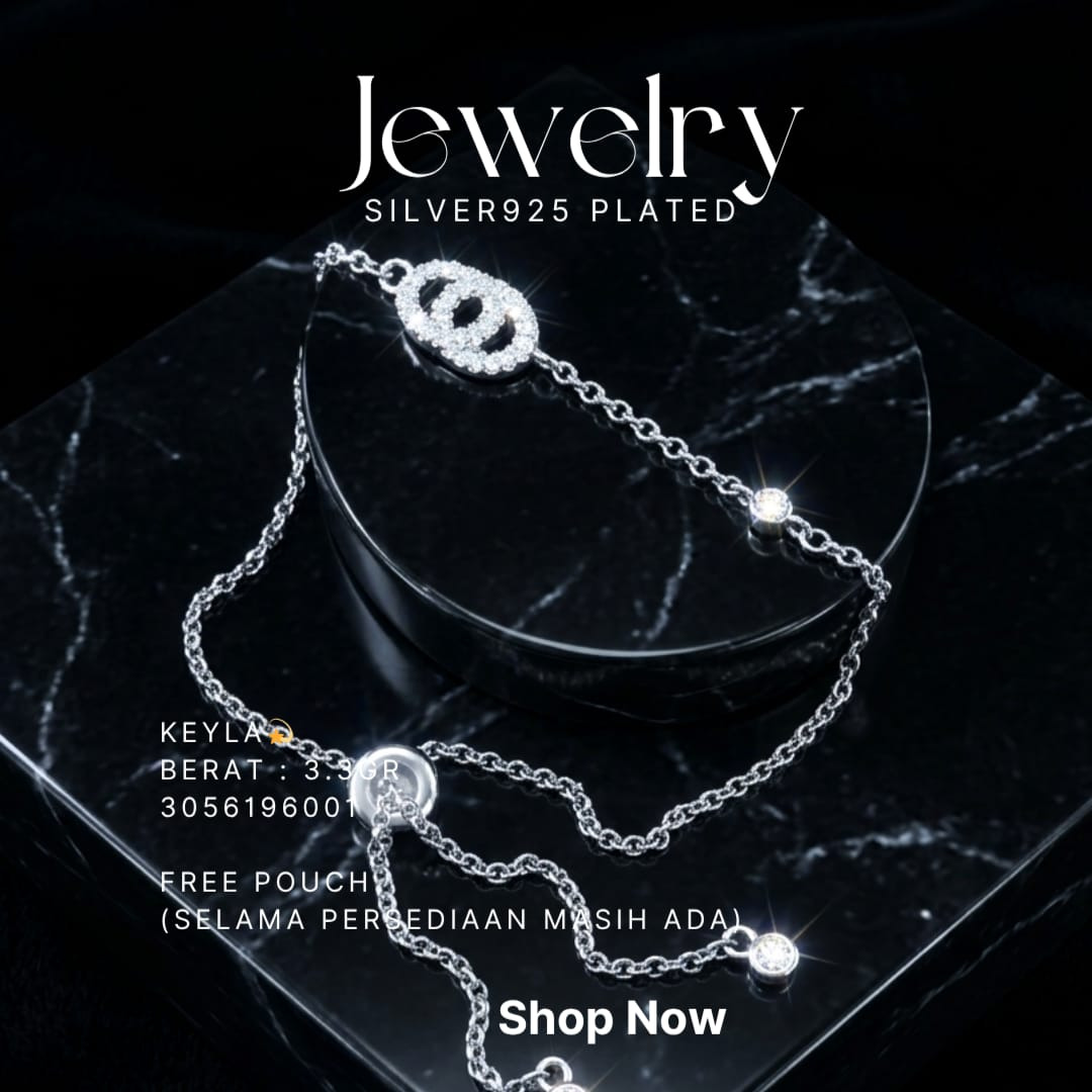 Gelang perak 925 model Keyla serut dengan liontin oval zirkonia di atas latar hitam