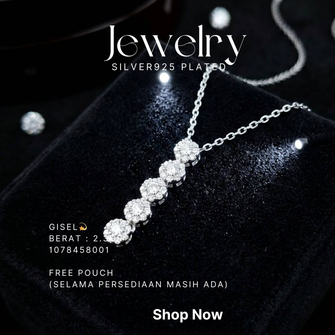 Kalung perak 925 model Gisel dengan liontin lima bunga zirkonia bertabur