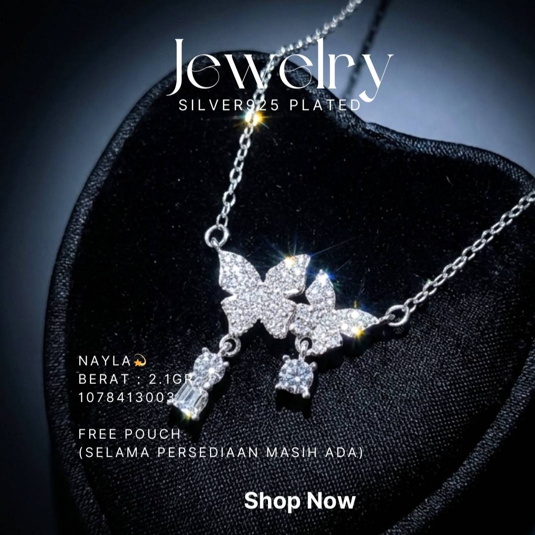 Kalung perak 925 model Nayla dengan liontin kupu-kupu zirkonia