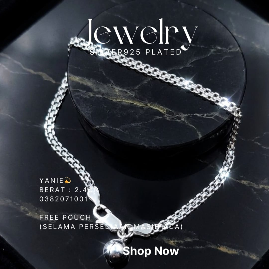 Gelang perak 925 model Yanie berantai bismark dengan lonceng kecil