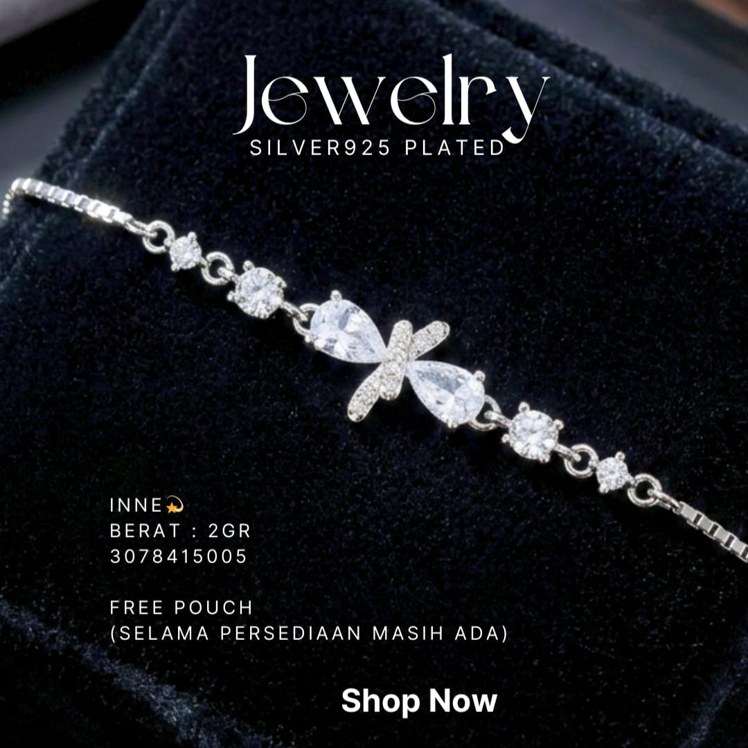 Gelang perak 925 model Inne dengan zirkonia tetes air dan bulat