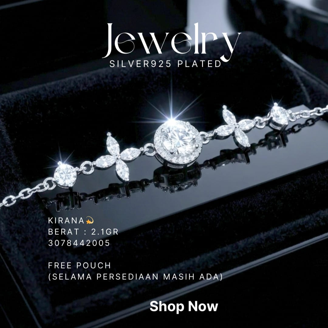 Gelang perak 925 model Kirana dengan zirkonia bulat dan bunga