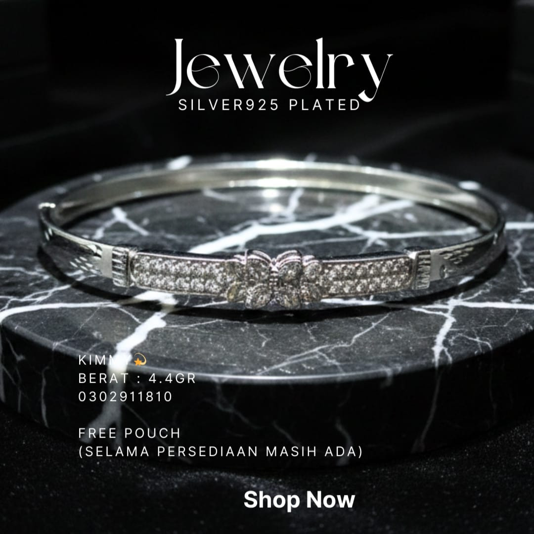 Gelang perak 925 model Kimmy model bangle dengan hiasan zirkonia
