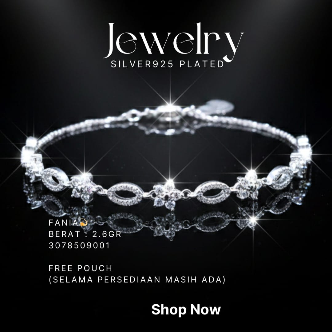 Gelang perak 925 model Fania dengan hiasan bunga dan oval zirkonia