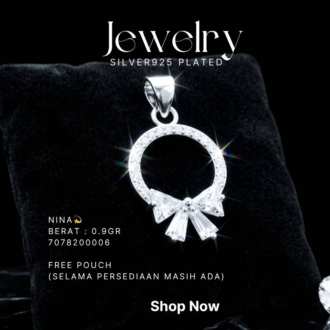 Liontin perak 925 model Nina berbentuk lingkaran dengan pita zirkonia