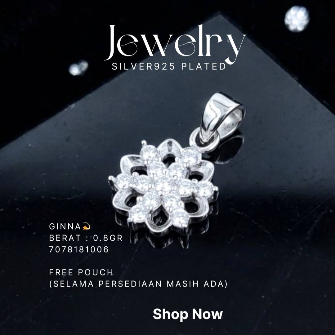 Liontin perak 925 model Ginna berbentuk bunga dengan zirkonia bulat