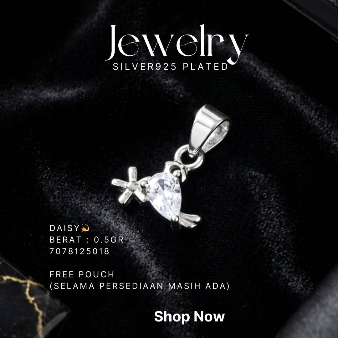 Liontin perak 925 model Daisy dengan zirkonia tetes air