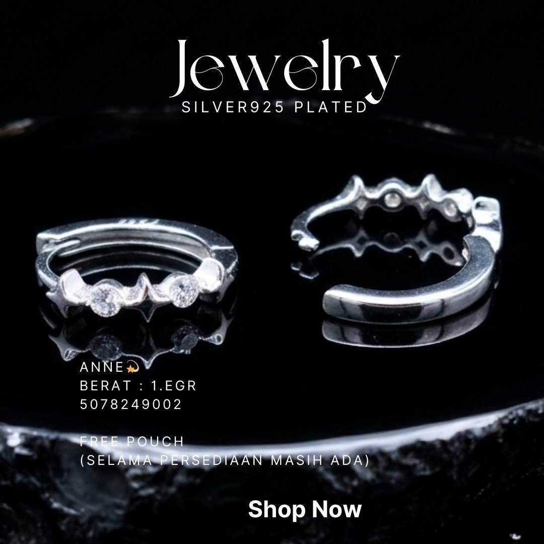 Anting perak 925 model Anne model huggie dengan zirkonia