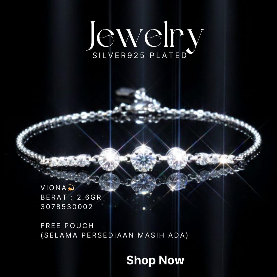 Gelang perak 925 model Viona rantai dengan tiga zirkonia bulat