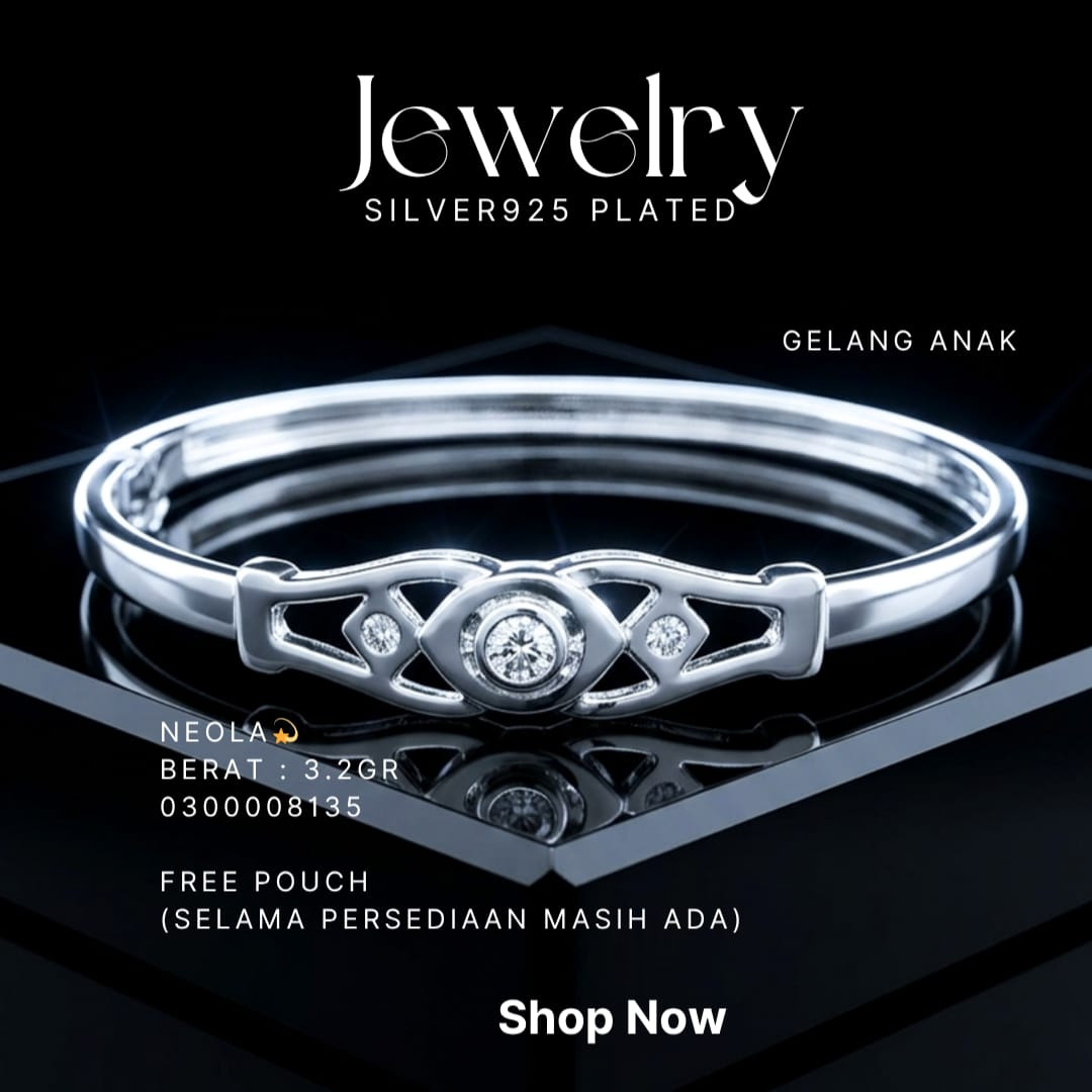 Gelang Anak perak 925 model Neola bangle dengan zirkonia di tengah