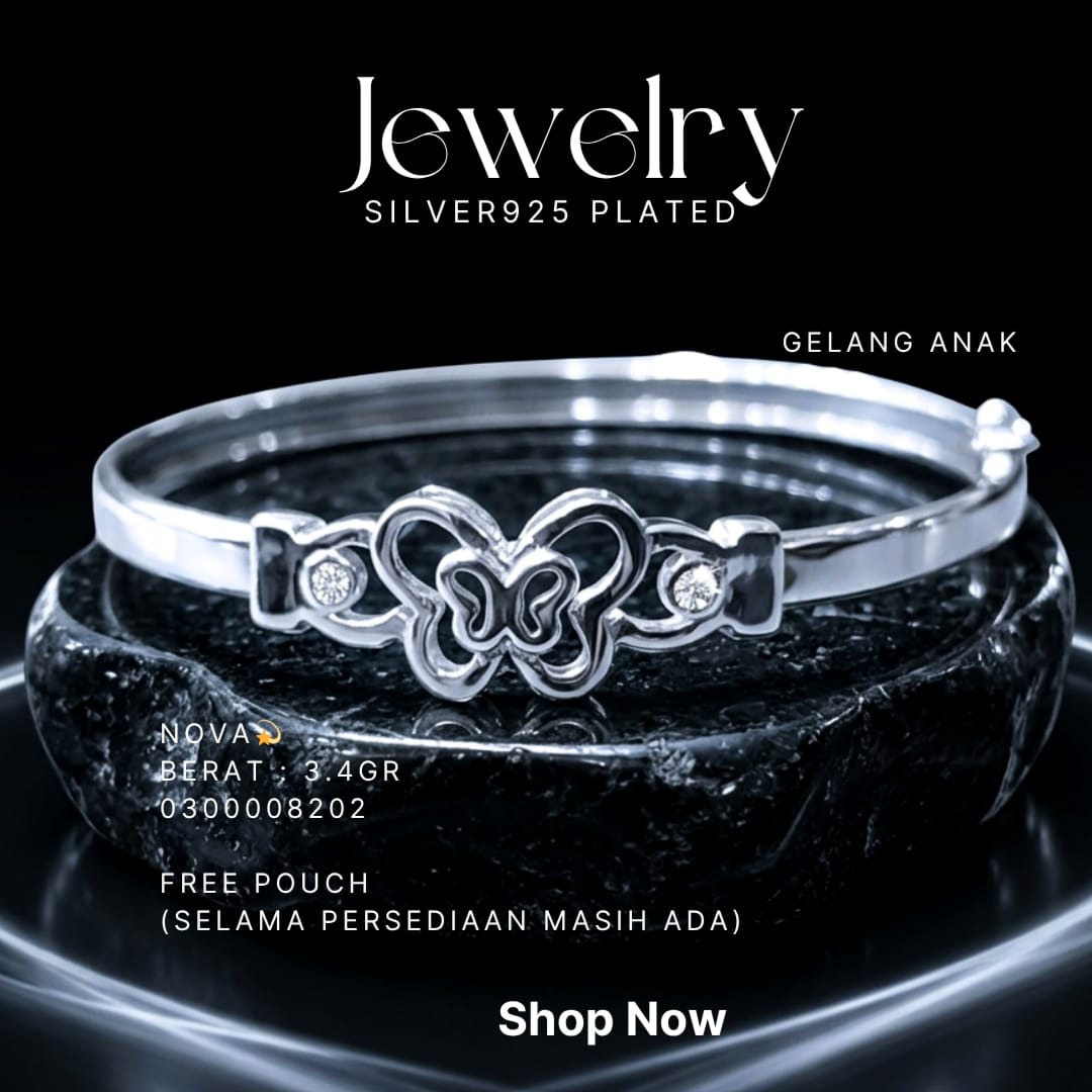 Gelang Anak perak 925 model Nova bangle dengan motif kupu-kupu