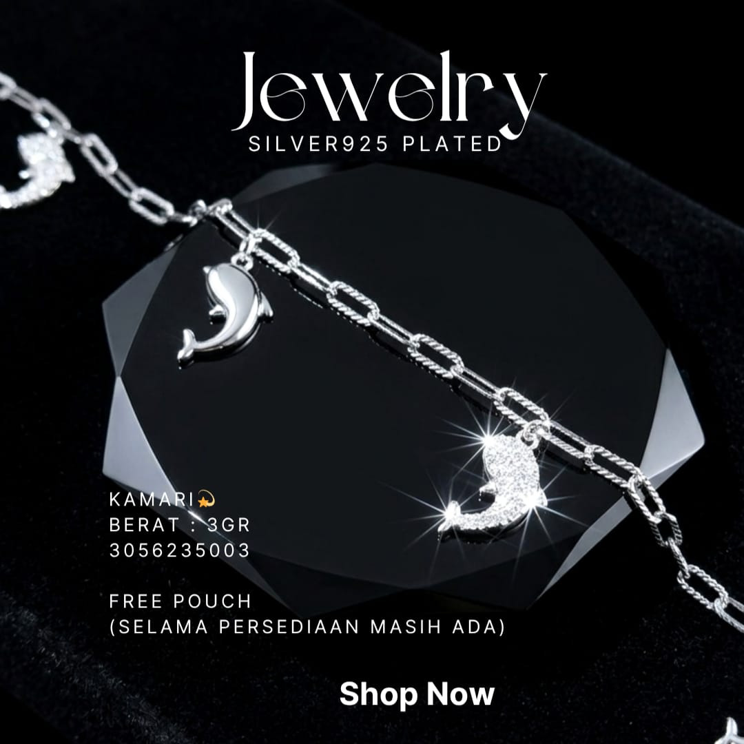 Gelang perak 925 model Kamari rantai dengan charm lumba-lumba