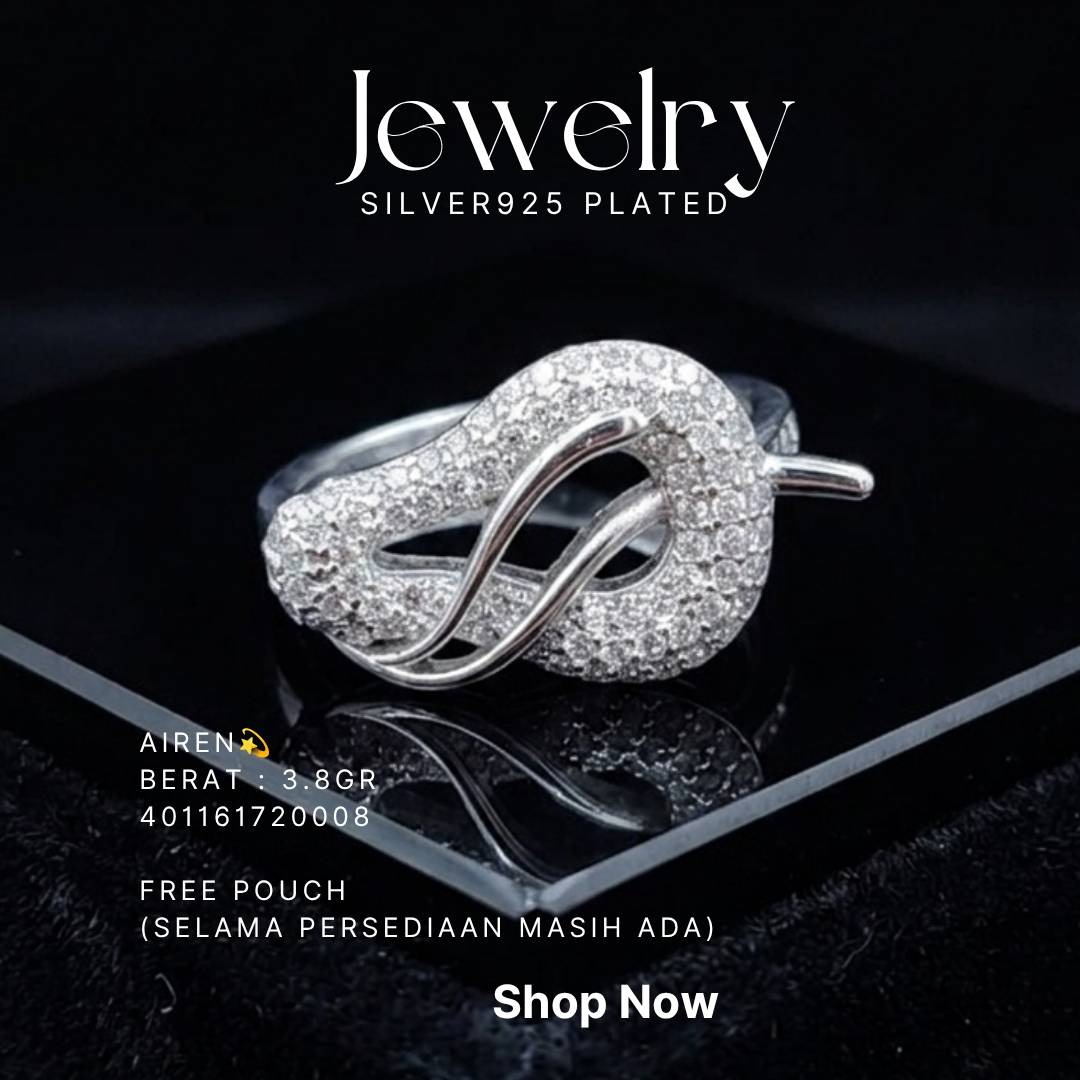 Cincin perak 925 model Airen bertabur zirkonia dengan desain simpul